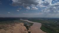 航拍银川黄沙古渡景区（黄河古渡口）