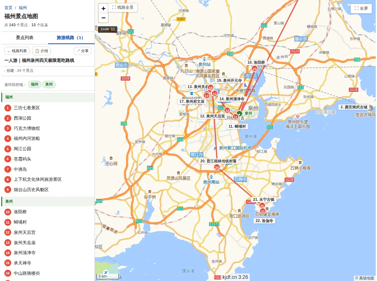 一人游｜福州泉州四天极限逛吃路线·泉州景点线路地图