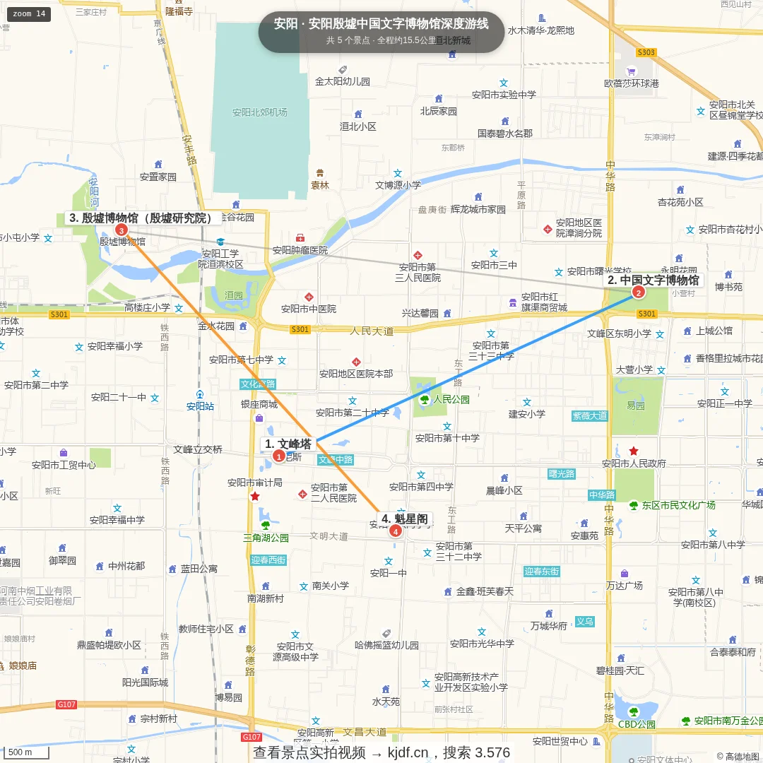 安阳殷墟中国文字博物馆深度游线旅游线路地图