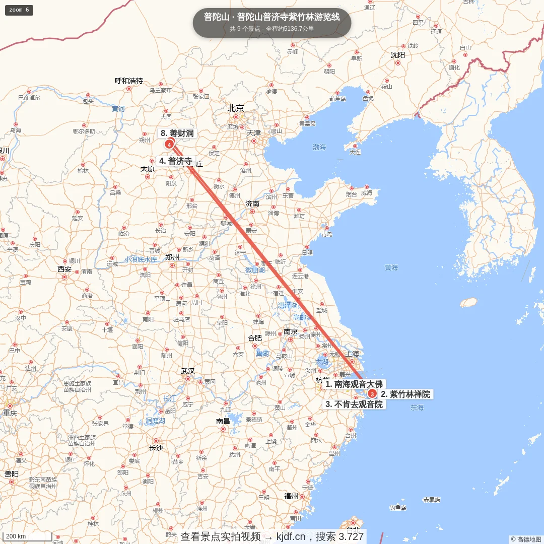 普陀山普济寺紫竹林游览线旅游线路地图