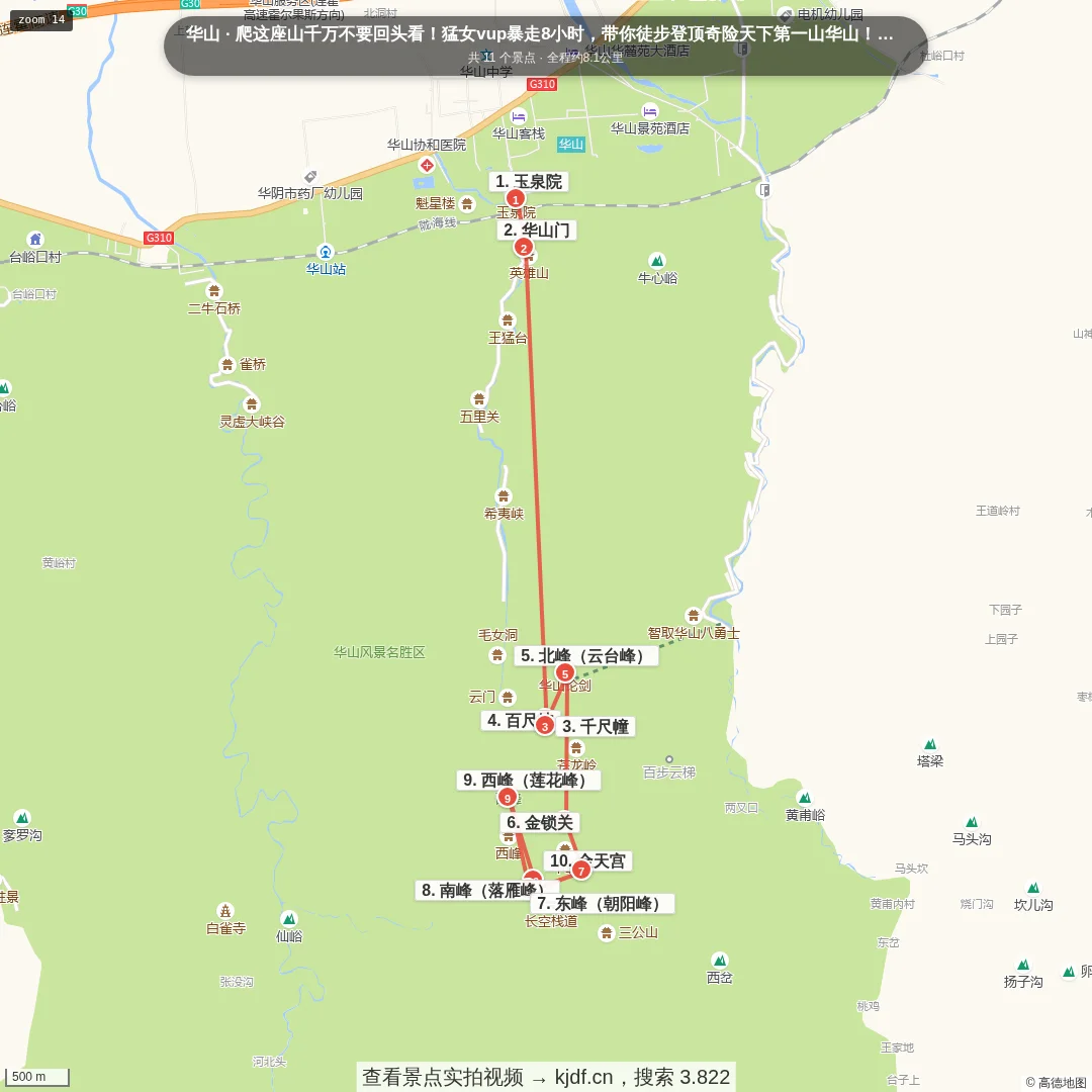 爬这座山千万不要回头看！猛女vup暴走8小时，带你徒步登顶奇险天下第一山华山！小小华山拿下！旅游线路地图